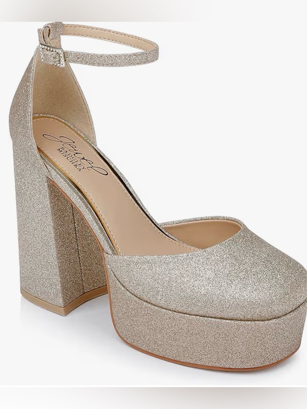 Jewel by Badgley Mischka Giada Round Toe Platform in Gold Glitter